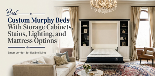 Custom Murphy Beds With Storage Cabinets, Stains, Lighting, and Mattress Options